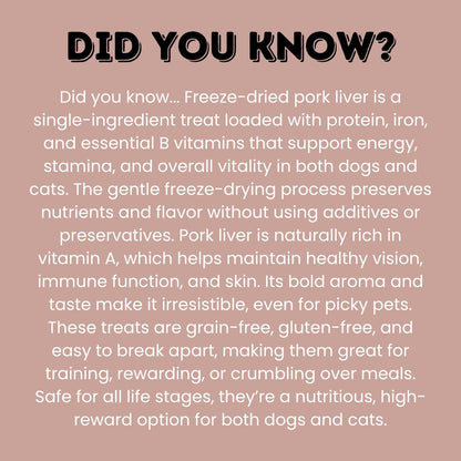 hotspot pets Freeze Dried Pork Liver Treats for Cats & Dogs - Made in USA (1 Pound Value Bag) Single Ingredient, High Protein, All Natural, Grain-Free - Perfect for Training, Topper or Snack