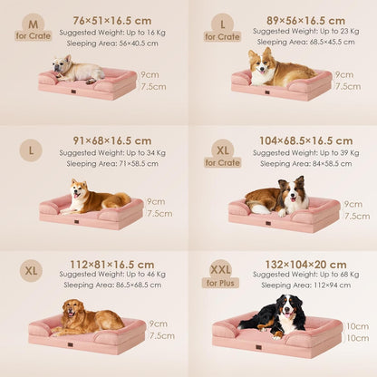 EHEYCIGA Orthopedic Dog Bed for Medium Dogs, Waterproof Memory Foam Medium Dog Beds with Sides, Non-Slip Bottom and Egg-Crate Foam Pet Couch Bed with Washable Removable Cover, Dusty Pink