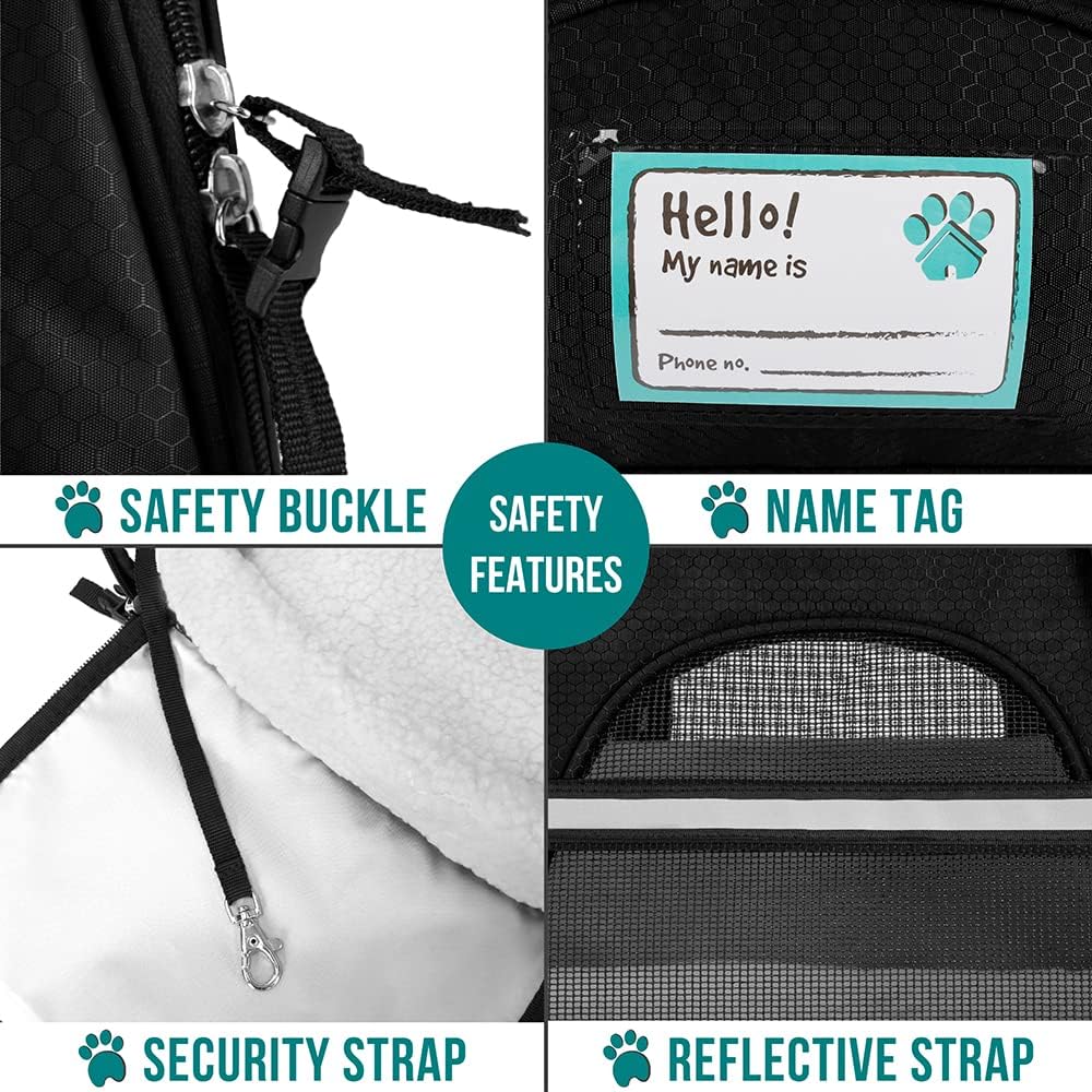 PetAmi Airline Approved Pet Carrier for Cat, Soft Sided Dog Carrier for Small Dogs, Cat Travel Supplies Accessories for Indoor Cats, Ventilated Pet Carrying Bag Medium Large Kitten Puppy, Small Black