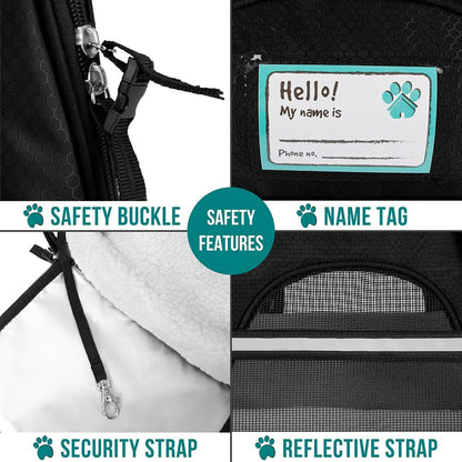PetAmi Airline Approved Pet Carrier for Cat, Soft Sided Dog Carrier for Small Dogs, Cat Travel Supplies Accessories for Indoor Cats, Ventilated Pet Carrying Bag Medium Large Kitten Puppy, Small Black