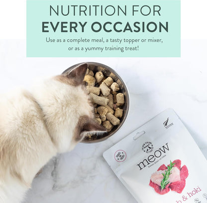 Meow Freeze Dried Cat Food - Lamb & Hoki Recipe, High Protein Cat Treats, Meals & Toppers, Dry Cat Food,1.76 oz