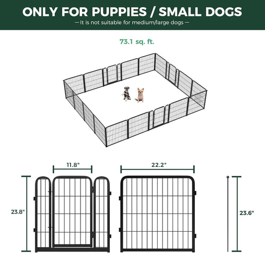 FXW Homeplus Unleashed Indoor Dog Playpen - Stress-Free and Safe Play, Heavy Duty 24 Inch 18 Wire Panels Dog Pen for Puppy and Small Dogs, Black│Patented