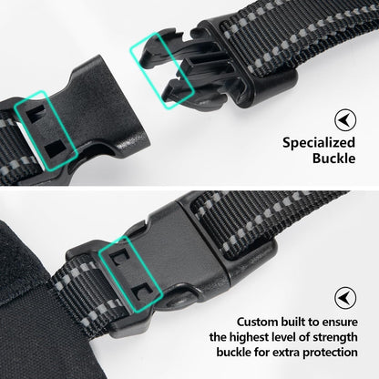 PHOEPET 2019 Upgraded No Pull Dog Harness, Reflective Adjustable Vest, with a Training Handle + 2 Metal Leash Hooks+ 3 Snap Buckles +4 Slide Buckles(M, Black)