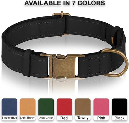 AirTag Dog Collar - Genuine Leather Dog Collar with Apple AirTag Holder and Metal Buckle - Smart GPS Tracking Pet Collars (Black, XL, 20"-25" Neck Fit)