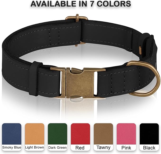 AirTag Dog Collar - Genuine Leather Dog Collar with Apple AirTag Holder and Metal Buckle - Smart GPS Tracking Pet Collars (Black, S, 12"-15" Neck Fit)