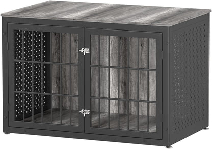 48" Heavy Duty Dog Crate Furniture for Extra Large Dogs, Metal Cage for High Anxiety Dogs, Wooden Kennel Furniture Indoor, Decorative Dog Kennel End Table, XL