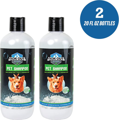 NOK OUT Premium Grade Pet Shampoo for Dogs and Cats, Veterinary Strength and Odor Eliminator Formula, Made in the USA, 20 Ounce Bottle, 2-Pack
