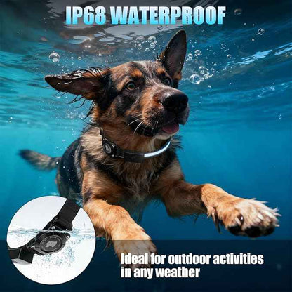 LED AirTag Dog Collar - Brightest Light Up Dog Collars - IP68 Waterproof Air Tag Dog Collar Holder - 1,600 Feet of High Visibility - Magnetic Charging - Dog Lights for Night Walking, Black XL