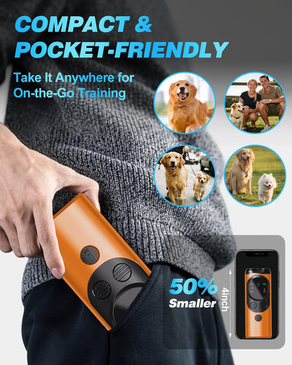 2025 Ultrasonic Dog Bark Deterrent Devices with 3 Emitters & SOS Flashlight, Humane Anti-Bark Trainer, 50FT Range, 90-Day Battery, Multi-Mode Rechargeable Dog Deterrent for Indoor & Outdoor Use