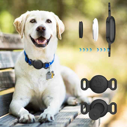 2 Pack Case for Airtag Dog Cat Collar Holder, Soft Silicone Anti-Lost Waterproof Protective Case Compatible with Apple Airtag, for Pet Dog Cat Collars Holder