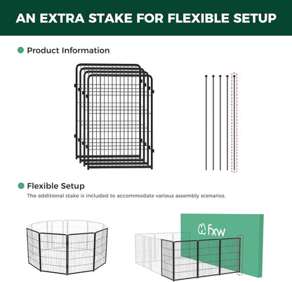 FXW Homeplus Unleashed Indoor Dog Playpen - Stress-Free and Safe Play, Heavy Duty 40 Inch 4 Wire Panels Dog Pen for Medium and Large Dogs, Black│Patented