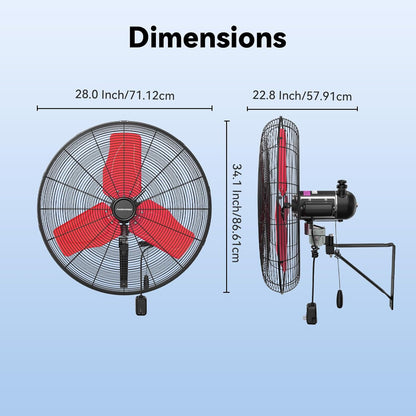 24 Inch 9500 CFM Waterproof Wall Fan Pro Series - Outdoor High Velocity Wall Mount Fan with Enclosed Motor for Residential, Warehouse, Patio, Shop, Garage, Barn UL Safety Listed