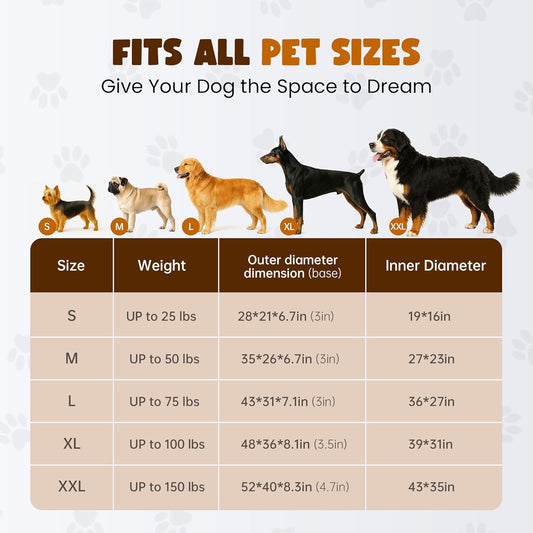 XXL Dog Bed for Extra Large Dogs â Orthopedic Egg Crate Foam Couch with Bolster, 4.7-inch Thick, Washable Removable Cover, Plush Sofa Pet Bed, XLarge Sized, 52"x40", Camel