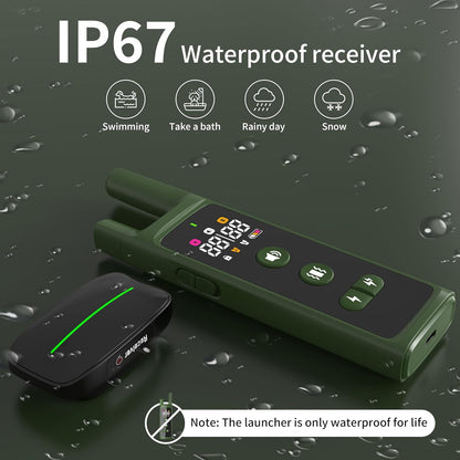 Dog Training Shock Collar 4000FT Dog Bark Collar with Remote IP67 Waterproof 4 Training Modes Beep Vibration Shock Light Mode Magnetic Charger Electric Dogs Collar 8-25 inches Double shock Olive Green