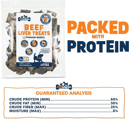 Hickory Smoked Flavor Beef Liver Treats, 1lb - All-Natural Dehydrated Dog Treats - Nutritious Training Treats for Dogs Made in USA