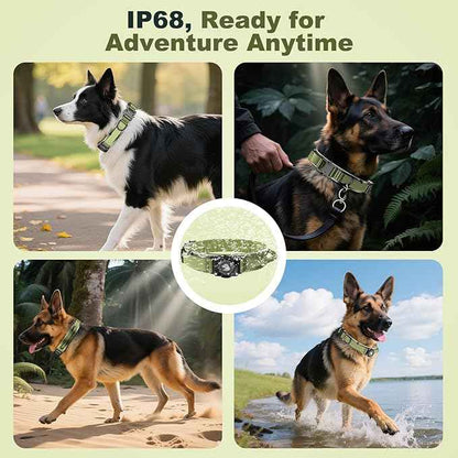 2025 New and Improved AirTag Dog Collar, Military Tactical Dog Collar with AirTag Holder - Adjustable Control Handle, Durable Metal Buckle, Comfortable GPS Dog Collars (M,ArmyGreen)