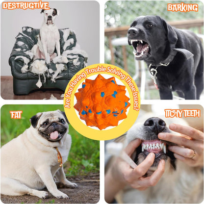 Tough Dog Toys for Aggressive Chewers & Teething Puppies, Bouncy Balls for Medium Dogs, Durable Pet Toys, Floating Dog Balls for Water Play (Orange-Blue)
