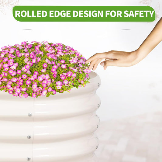 Galvanized Raised Garden Bed Outdoor- 2 Pcs Raised Beds for Gardening| Metal Planter Box, Steel Raised Garden Bed Kit with Gloves for Vegetables, Flower, Herbs (4x2x1.4FT, White)