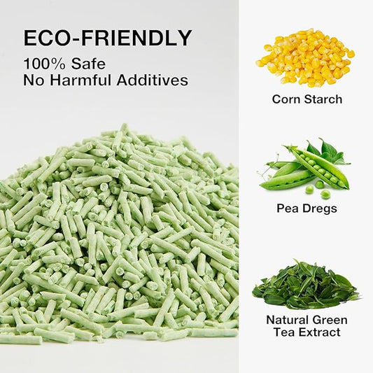 Tofu Cat Litter 22.4LB(5.6lb×4bag) Green Tea Clumping, 100% Natural Raw Materials, Flushable,Ultra Absorbent and Fast Drying,Solubility in Water,Really Dust-Free,Less Scattering