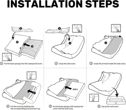Hollypet Orthopedic Dog Bed for Large Dogs, Supportive Foam Pet Couch with Removable Washable Cover and Non-Slip Bottom, Waterproof Lining Sofa Bed, Khaki, L (36 * 26 * 8)