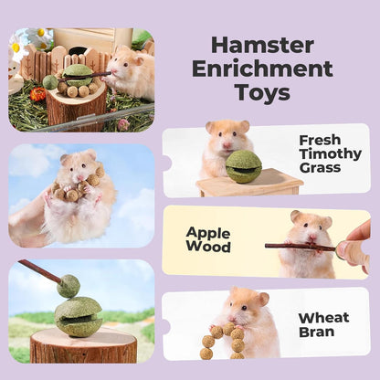 mini&moe Hamster Chew Toys for Teeth – Guinea Pig Chew & Treats Natural Edible Apple Wood Sticks Improve Dental Health Hamster Enrichment Toys for Rabbit, Bunny, Chinchilla, Gerbils, Rat