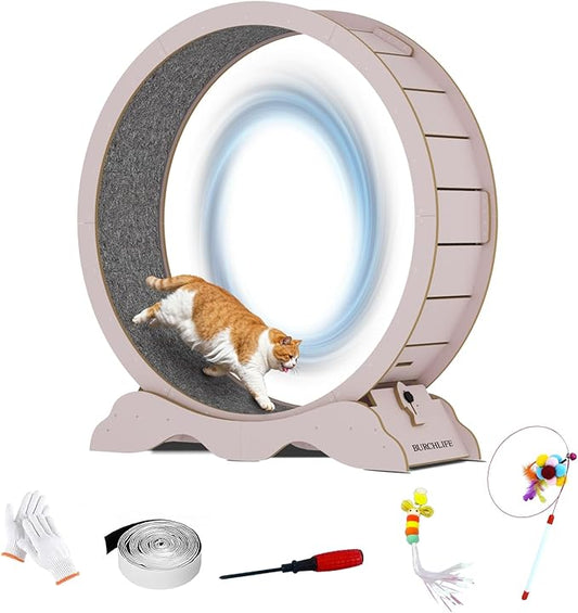 Cat Exercise Wheel 45 Inch Cat Treadmill for Indoor Cats, Running Wheel with Detachable Carpeted Runway, Cats Running Wheel Carpet Suitable for Most Pets Weight Loss and Health (Pink, XL)