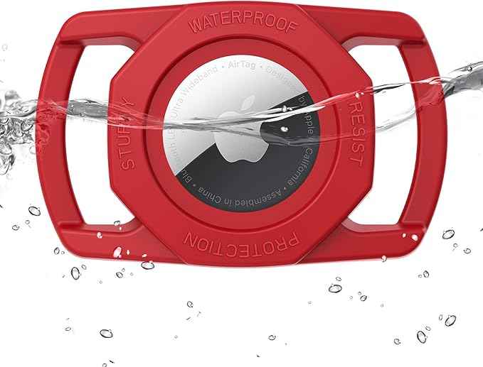 SANKALA Waterproof Airtag Case for Dog Collar, [1 Pack] Airtag Dog Collar Holder, TPU & Silicone Full Body Covered Anti-Lost Apple Air Tag Holder Protective Airtag Case for Pet Collar, Red