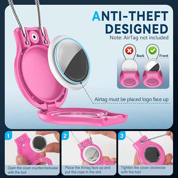Waterproof Airtag Holder,4 Pack Air tag Case with Secure Lock,Airtags Keychain for Apple Airtag,Anti-Lost Protective Case Air tag Accessories for GPS Tracker Luggage,Key,Pet-Black/Pink/Green/Purple