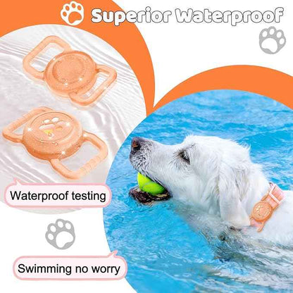 SANKALA Luminous Airtag Dog Collar Holder, [1 Pack] Glitter Waterproof Airtag Holder for Dog, Silicone Full Body Covered Anti-Lost Protective Airtag Case - Fits All Width Collars, Orange Glitter