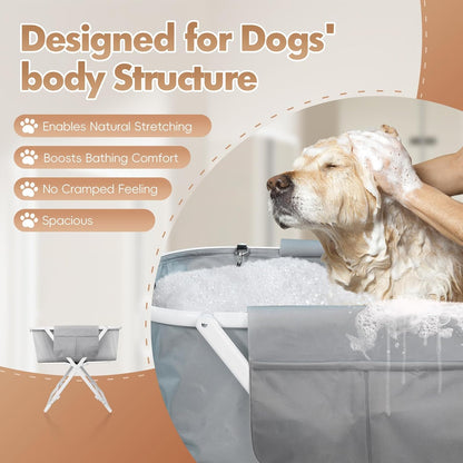 Portable Dog Bathtub, Elevatable Dog Washing Station for Bathing Shower and Grooming, Collapsible Dog Bath Tub for Small/Medium/Large Dogs, Cats & Other Pet (Puppy Bathtub)