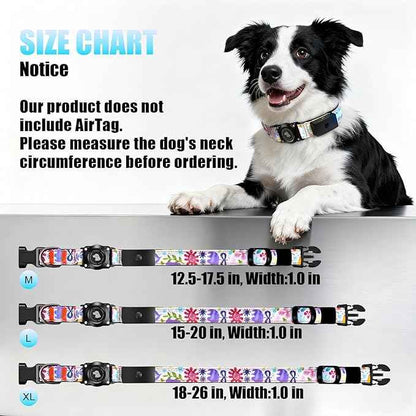LED AirTag Dog Collar - Brightest Light Up Dog Collars - IP68 Waterproof Air Tag Dog Collar Holder - 1,600 Feet of High Visibility - Magnetic Charging - Dog Lights for Night Walking (Flower, L)
