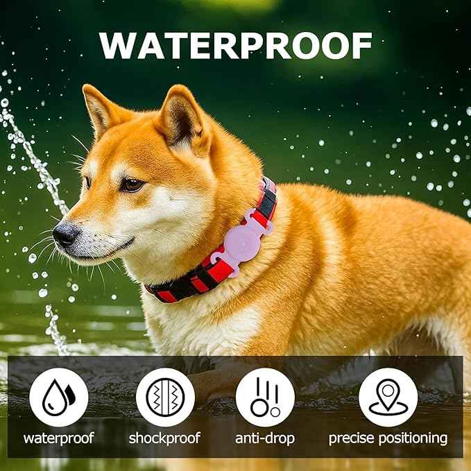 Dog Safety Pendant, Collar Holder for AirTag 2nd & 1st Gen, Pet Tracker Accessory for Dog GPS Tracking, Durable Silicone, Waterproof & Shock-Resistant, Anti-Scratch Anti-Loss (Pink, Medium)