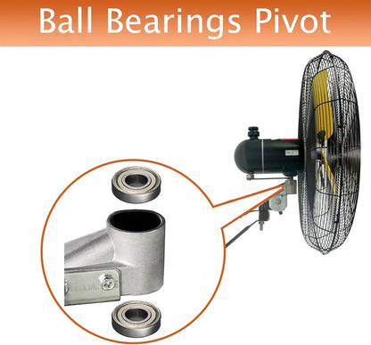 HiCFM 24" Oscillating Wall Fan, 8900 CFM High Velocity Industrial Wall Mounted Heavy Duty Shop Fans with 3 Speed Settings 80° Oscillation for Outdoor Commercial Garage Warehouse workshops Factory