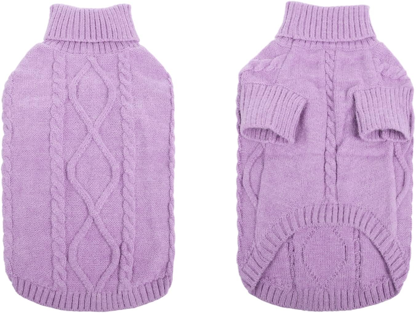 Queenmore Dog Sweater for Large Size Pet,Pitbull Dog Sweater,XXL Doggy Sweater for Labrador Retriever,Cold Weather Warm Knitted Pet Sweatershirt for Boy Girl Dogs (Lilac,2XL)