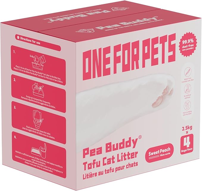 Pea Based Cat Litter, Dust Free Cat Litter, Low Tracking, and Natural Odor Control, Scented and Unscented (4 Pack (1 Case), Sweet Peach)