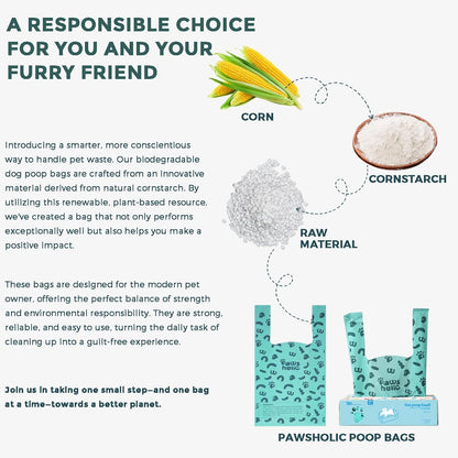 Poop Bags for Dog and Cat - Biodegradable 100% Leak-Proof Pet Waste Bags with Handle, 360 Count, Cornstarch Based Extra Thick, for Dog Poop and Cat Litter Disposal (Unscented)