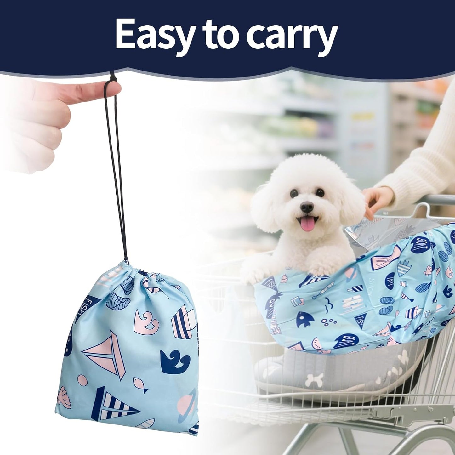Shopping Cart Cover for Pets Dogs-Waterproof and Cooling Material,Portable and Easy-on Stretch Design with Carry Bag - Pawvie
