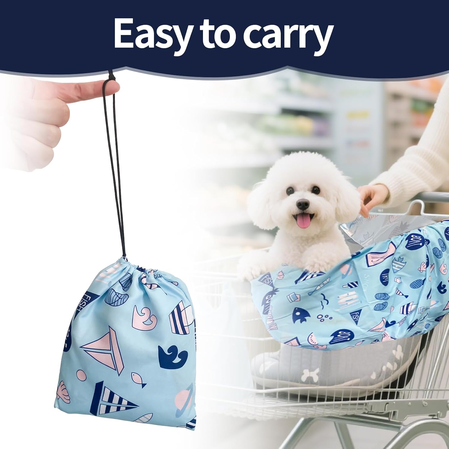 Shopping Cart Cover for Pets Dogs-Waterproof and Cooling Material,Portable and Easy-on Stretch Design with Carry Bag - Pawvie