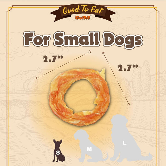 Gootoe Turkey Tendons for Dogs –All-Natural, Hypoallergenic Dog Treats, Rawhide Alternative, Long Lasting Puppy Chews, Healthy Dog Treats for Small Breeds, Ring (S), 6 Count Pack