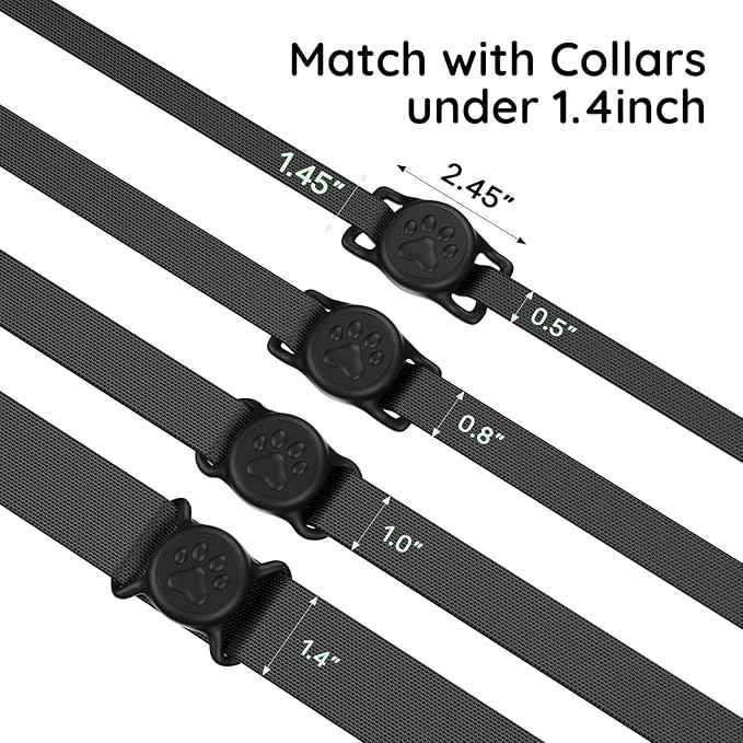 for Airtag Dog Collar Holder, Dog Airtag Holder Waterproof, Lightweight & Soft Silicone Air Tag Case for Pet Collars, Works with Multiple Tracker Tag Products (Black1, 1 Pack)