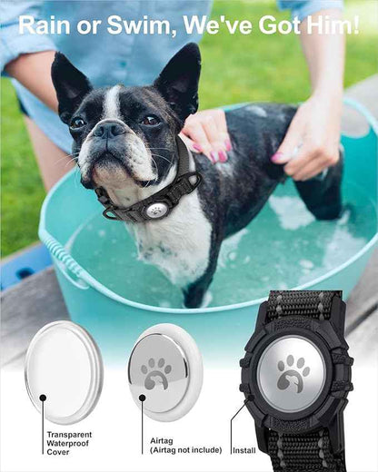 TagME Airtag Dog Collar,Waterproof Reflective Pet Collar with Airtag Holder,Soft Padded and Double D-Rings for Small Dogs,Black