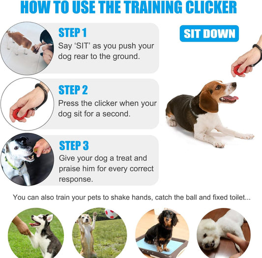 Diyife Dog Clicker for Training, 2 Pack Dog Training Clicker, Clicker Dog Training with Wrist Strap, Pet Training Clicker, Perfect for Dog Cat Puppies Behavioral Training (Red and Yellow)