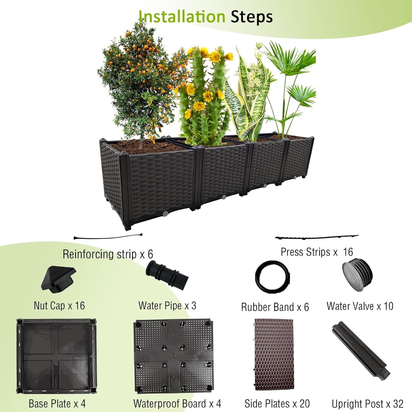 Large Planters for Outdoor Plants pots Elevated Garden Boxes Raised Garden Bed Garden Patio Balcony Deck to Planting Flowers Vegetables Tomato and Herbs