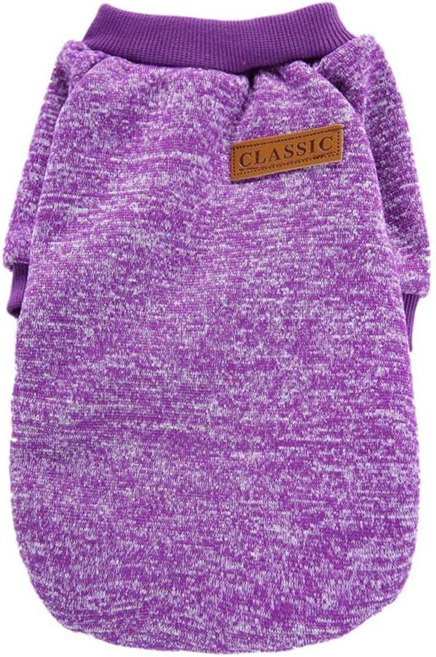 Jecikelon Dog Clothes Dogs Sweater Soft Puppies Clothing Winter Puppy Sweaters Warm Outfit for Dogs Small XXS XS Cat Apparel (Purple, S)