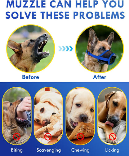 Dog Muzzle, Soft Air Mesh Muzzle for Small Medium Large Dogs Anti Biting Barking Chewing, Breathable Drinkable Adjustable Loop Pets Muzzle for German Shepherd Husky Labrador Retriever (Blue,S)