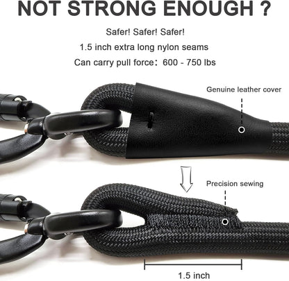 Rope Dog Leash, 4 ft Heavy Duty Dog Leash with Aviation Aluminum Auto Locking Carabiner, Strong Nylon Pet Lead for Small, Medium, Large Dogs (Black, 4FT)