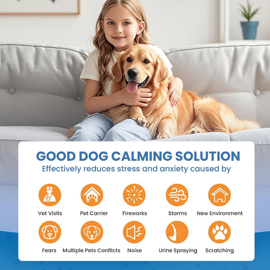 Dog Calming Diffuser, 6 in 1 Dog Pheromones Calming Diffuser, Relaxing Pheromone for Dogs Relief Stress Anxiety Reduce Aggression Barking, Help Train Dog to Pee, 2 Diffuser 4 Refill(48ml)