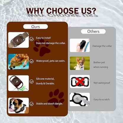 Waterproof Dog Collar GPS Tag Case [1 Pack] - Durable TPU+Silicone Holder, Lightweight Full Protection Cover, Chocolate