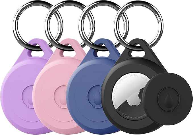 for Air tag Keychain Holder Case for Apple Air tag, 4 Pack of IPX8 Waterproof, Fully Shockproof, Anti Scratch Air tag Holder Case for Key, Kid, Bag, Luggage, Pets Collar