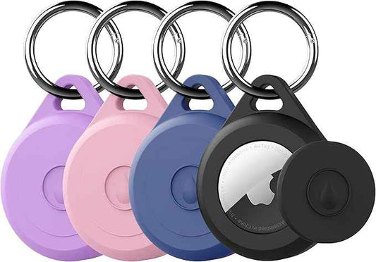 for Air tag Keychain Holder Case for Apple Air tag, 4 Pack of IPX8 Waterproof, Fully Shockproof, Anti Scratch Air tag Holder Case for Key, Kid, Bag, Luggage, Pets Collar
